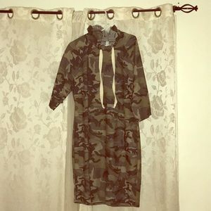 Stylish Camouflage Print Casual Hoodie Dress